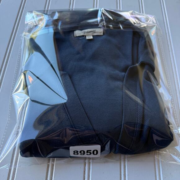 Madewell Navy Blue stretchy Ribbed Ruched Buttondown size 2X - Picture 11 of 11